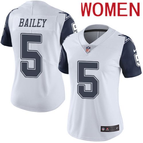 Women Dallas Cowboys #5 Dan Bailey Nike White Rush Vapor Limited NFL Jersey->women nfl jersey->Women Jersey
